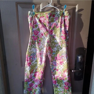 VINTAGE FLORAL FEMININE STRAIGHT LEG PANTS SIZE 12 COTTAGE CORE​